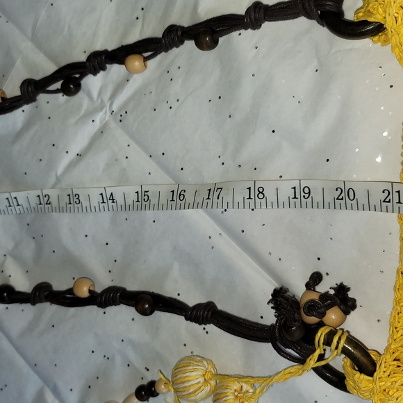 Sun n Sand Handbag Crossbody Yellow-Gold Straw/Crochet Pattern Style - Picture 11 of 11